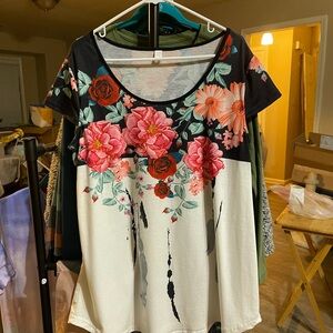 Red and Black Boxy Short Sleeve Blouse